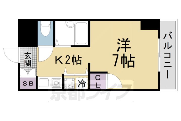 京都府京田辺市田辺鳥本の賃貸マンションの間取り
