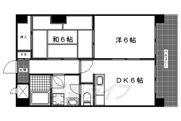 京都府京都市下京区西七条南西野町の賃貸マンションの間取り