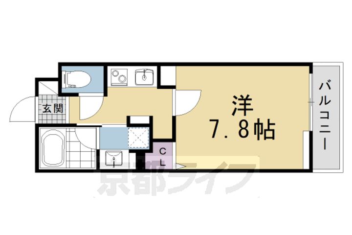 京都府京都市左京区一乗寺築田町の賃貸マンションの間取り
