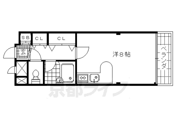 京都府京都市右京区西院乾町の賃貸マンションの間取り