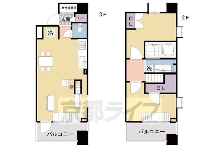 京都府京都市中京区山伏山町の賃貸マンションの間取り
