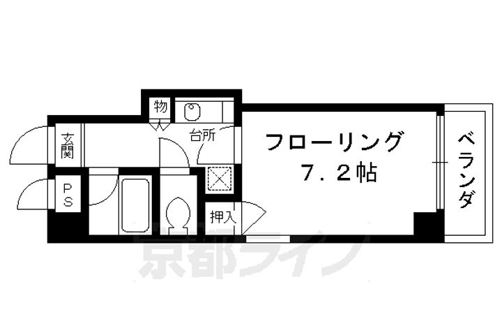 京都府京都市中京区天守町の賃貸マンションの間取り