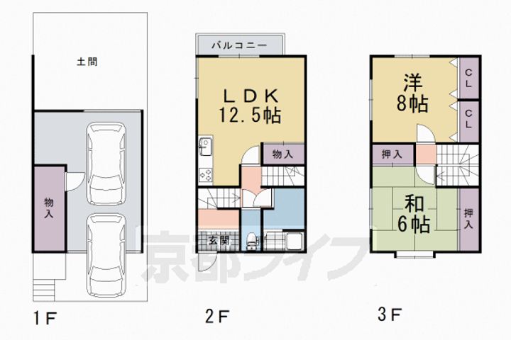 京都府京都市伏見区深草直違橋南1丁目(一戸建)の賃貸物件xxの間取り