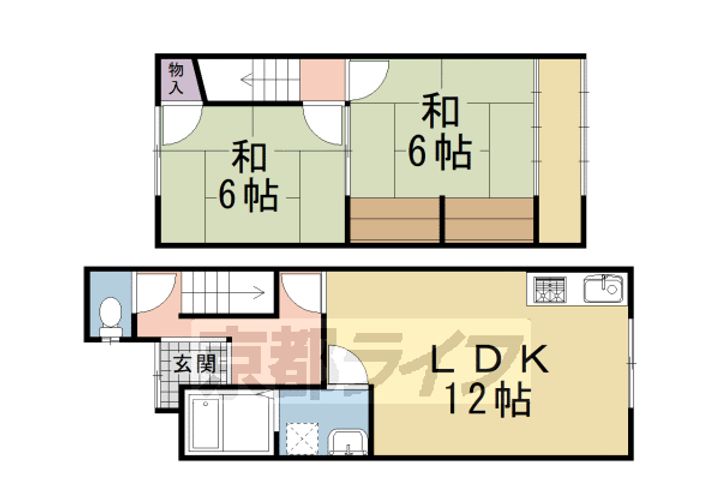 京都府京都市北区大将軍東鷹司町(一戸建)の賃貸物件の間取り