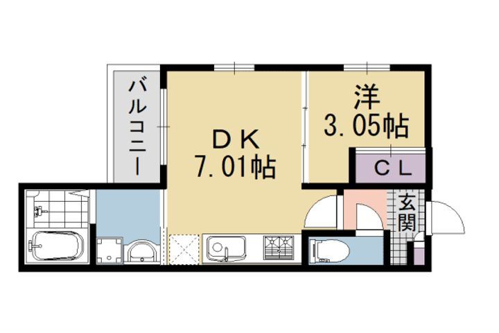 京都府京都市下京区中堂寺薮ノ内町の賃貸アパートの間取り