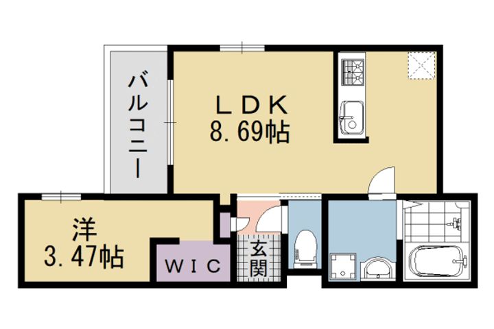 京都府京都市下京区中堂寺薮ノ内町の賃貸アパートの間取り