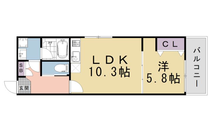 京都府京都市下京区吉文字町の賃貸マンションの間取り