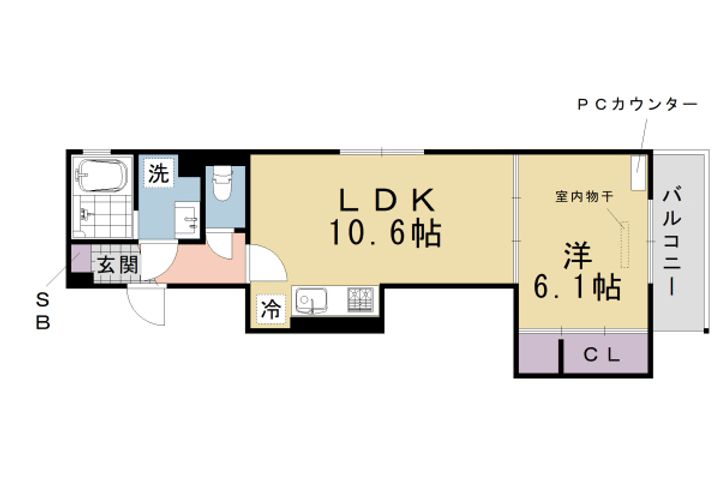 京都府京都市西京区桂北滝川町の賃貸アパートの間取り