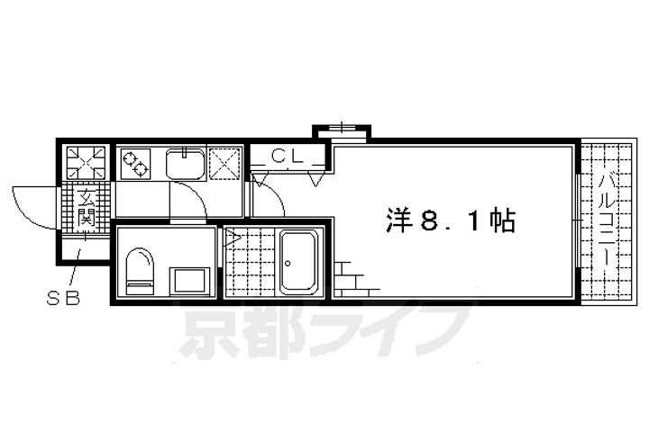 京都府京都市伏見区両替町1丁目の賃貸マンションの間取り