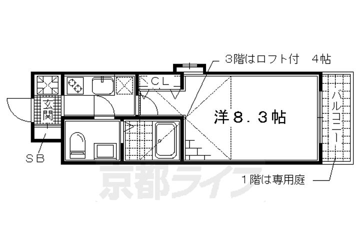 京都府京都市伏見区両替町1丁目の賃貸マンションの間取り