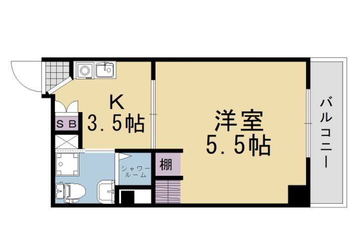 京都府京都市伏見区向島本丸町の賃貸マンションの間取り