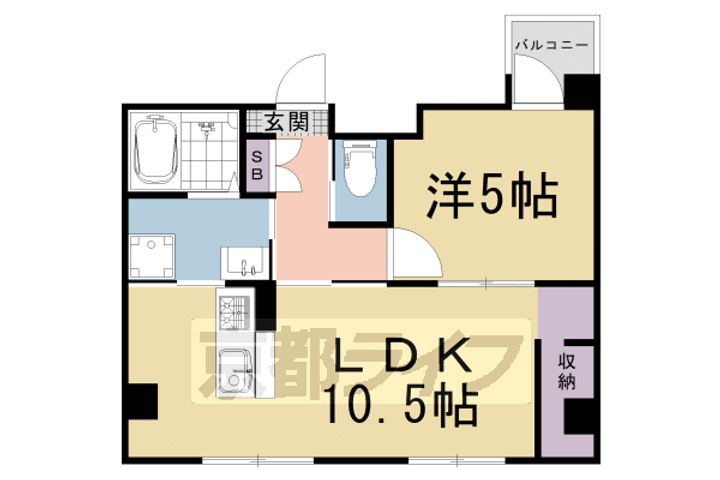 京都府京都市右京区梅津北浦町の賃貸マンションの間取り