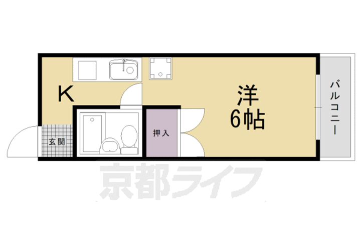 京都府京都市右京区嵯峨朝日町の賃貸マンションの間取り