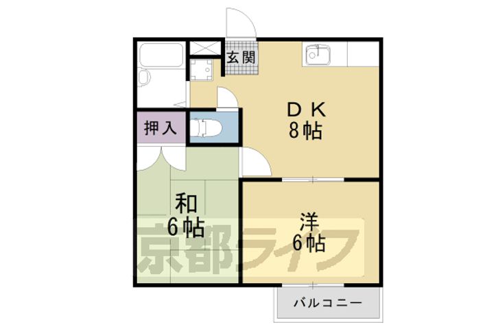 京都府京都市南区吉祥院新田壱ノ段町の賃貸アパートの間取り