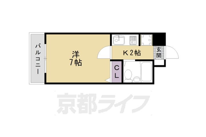 京都府京都市中京区西ノ京西月光町の賃貸マンションの間取り