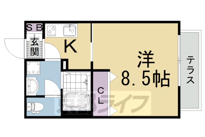 京都府京都市東山区今熊野南日吉町の賃貸アパートの間取り