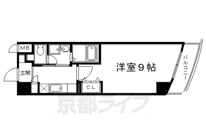 京都府京都市右京区梅津中村町の賃貸マンションの間取り