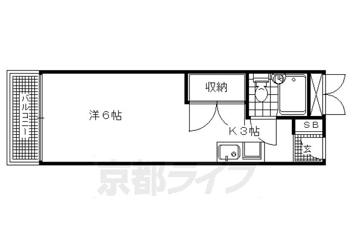 京都府京都市中京区西ノ京中御門西町の賃貸マンションの間取り