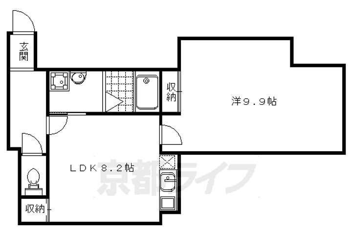 京都府京都市右京区鳴滝音戸山町の賃貸マンションの間取り