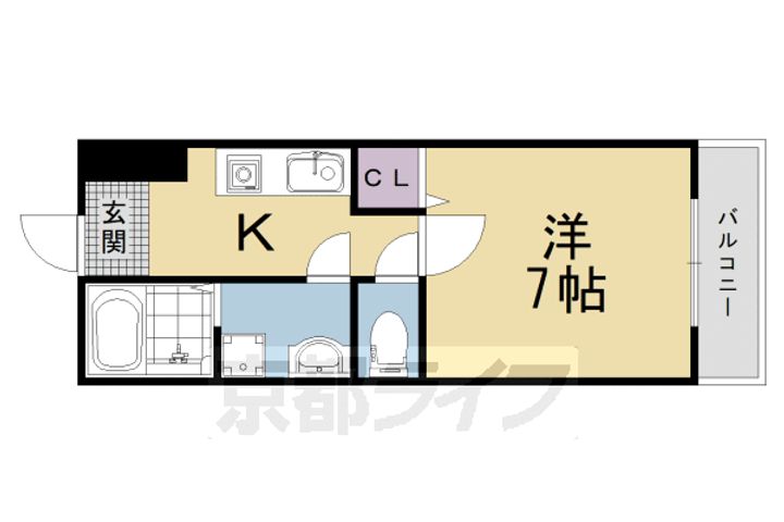 京都府京都市右京区嵯峨罧原町の賃貸マンションの間取り