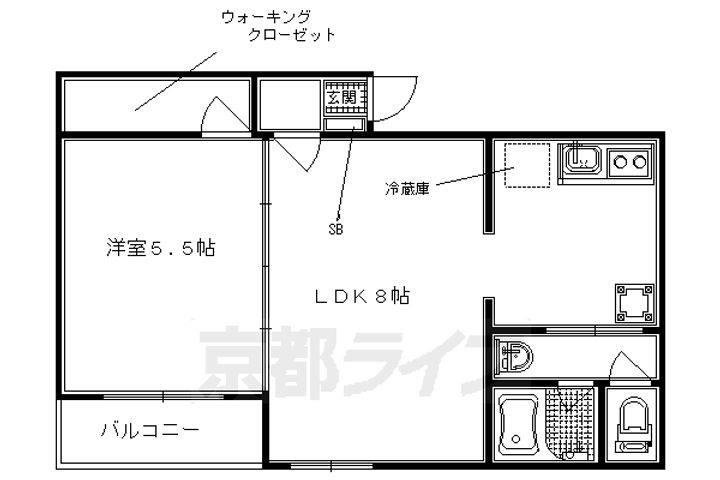 京都府京都市右京区西院坤町の賃貸マンションの間取り
