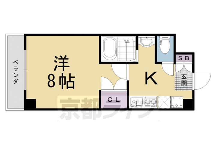 京都府京都市右京区西院月双町の賃貸マンションの間取り