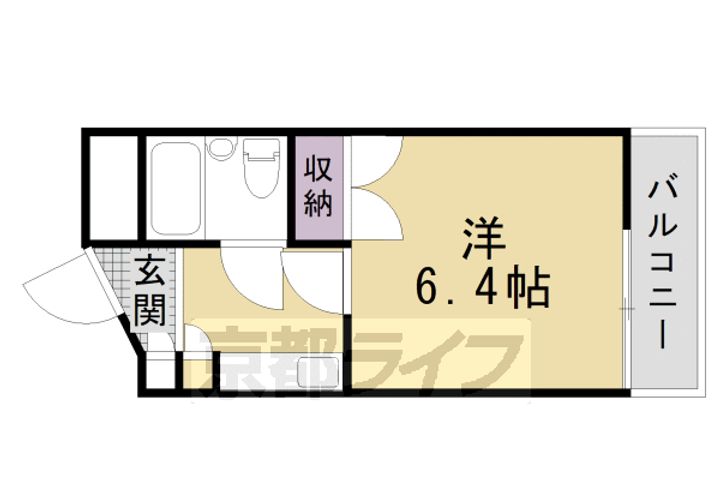 京都府京都市東山区梅宮町の賃貸マンションの間取り