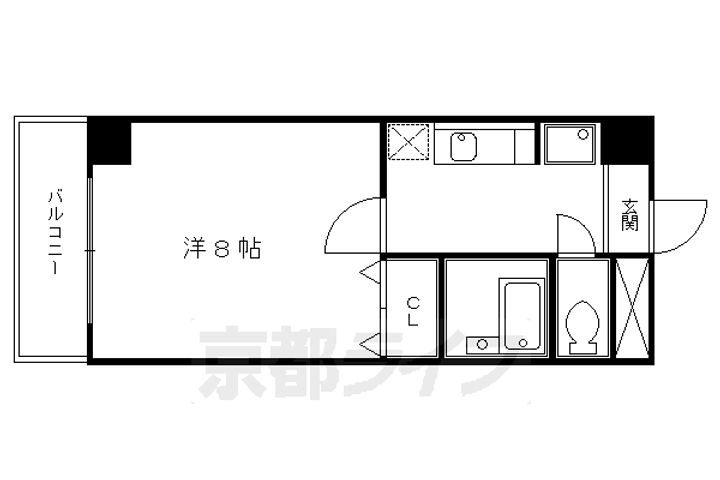 京都府京都市中京区三坊堀川町の賃貸マンションの間取り