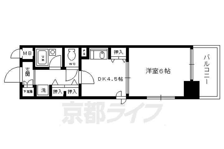 京都府京都市下京区河原町通四条下ル順風町の賃貸マンションの間取り