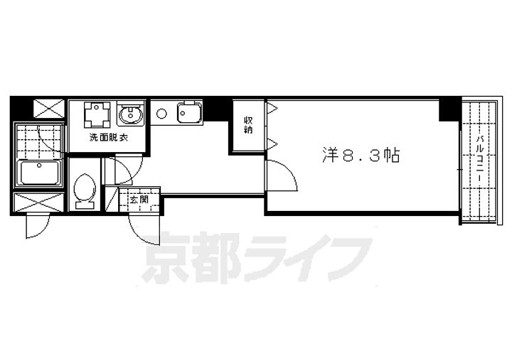 京都府京都市下京区大宮通高辻下ル高辻大宮町の賃貸マンションの間取り