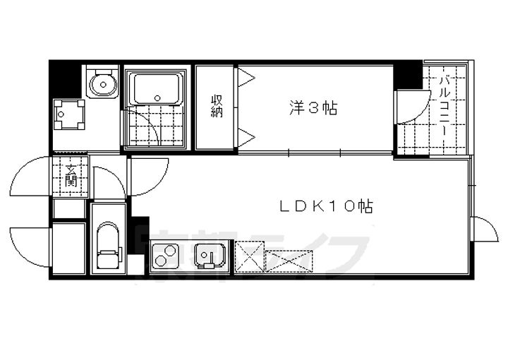京都府京都市下京区朝妻町の賃貸マンションの間取り