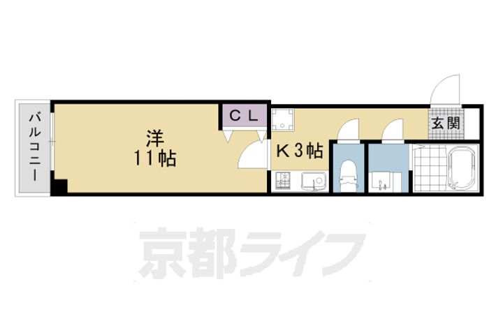 京都府京都市中京区西ノ京池ノ内町の賃貸マンションの間取り