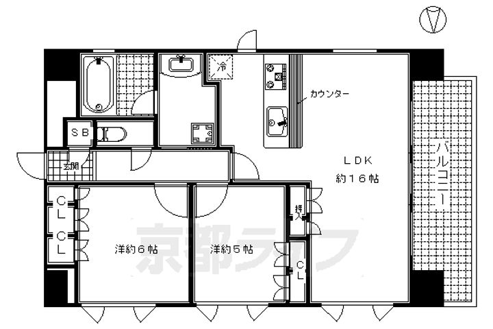 京都府京都市下京区不明門通五条下ル上平野町の賃貸マンションの間取り