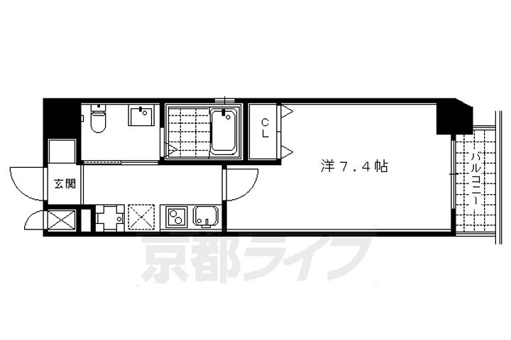 京都府京都市下京区西洞院通四条下ル妙伝寺町の賃貸マンションの間取り