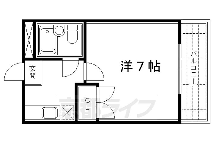 京都府京都市下京区綾小路通大宮西入坊門町の賃貸マンションの間取り