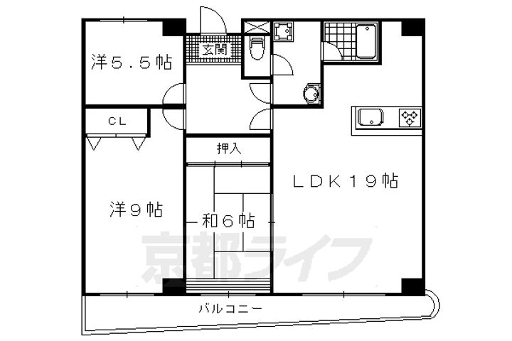 京都府京都市上京区役人町の賃貸マンションの間取り