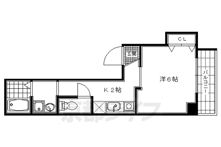 京都府京都市上京区上立売東町の賃貸マンションの間取り
