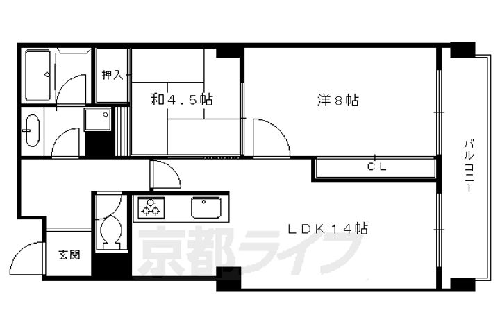 レヴィア北白川410の間取り