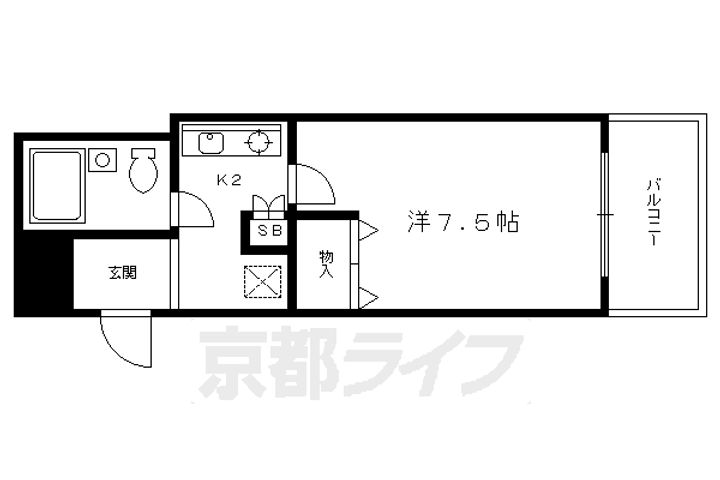 京都府京都市上京区大宮通下長者町下ル清元町の賃貸マンションの間取り
