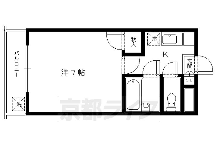 京都府京都市左京区静市市原町の賃貸マンションの間取り