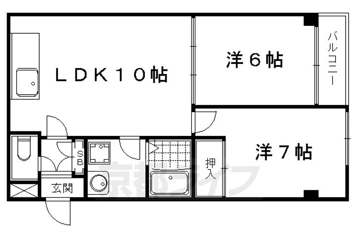 京都府京都市左京区下鴨東高木町の賃貸マンションの間取り