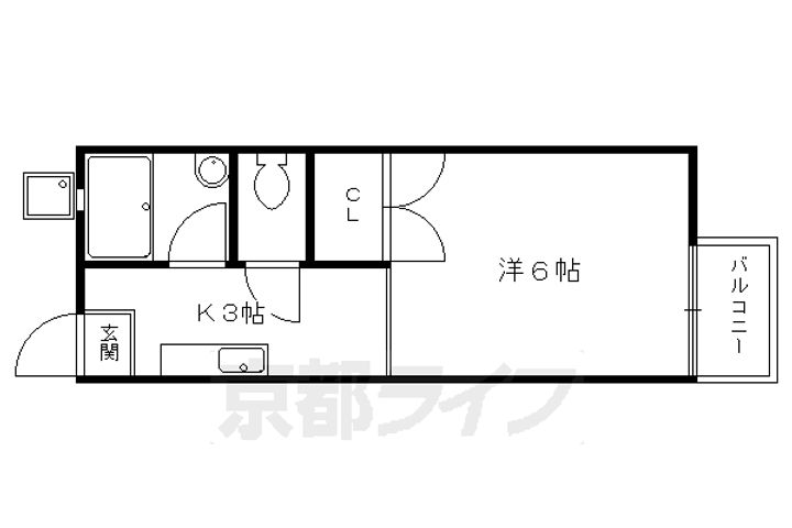 京都府京都市左京区一乗寺松原町の賃貸アパートの間取り