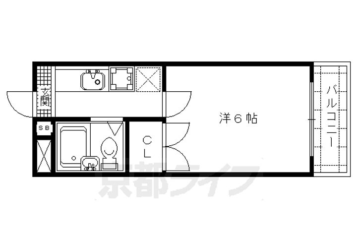 京都府京都市北区上賀茂蝉ケ垣内町の賃貸マンションの間取り