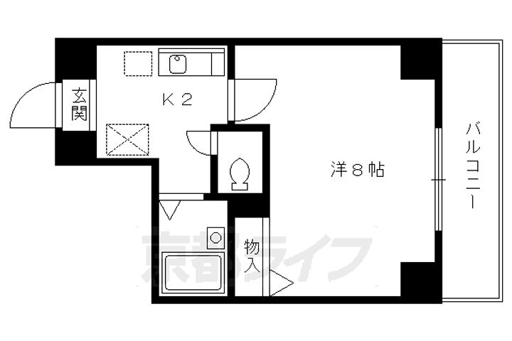 京都府京都市上京区大宮通一条上ル西入栄町の賃貸マンションの間取り