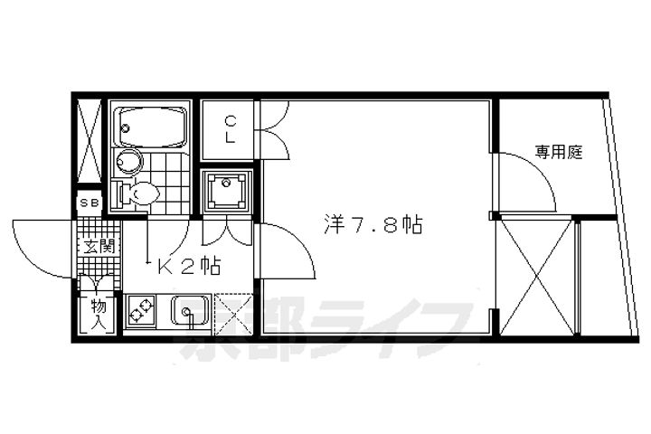 京都府京都市北区大宮南椿原町の賃貸マンションの間取り