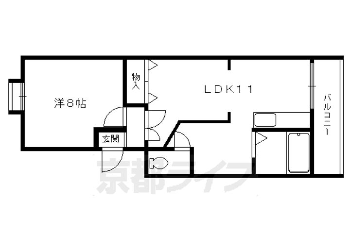 京都府京都市左京区下鴨中川原町の賃貸マンションの間取り