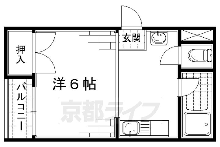 京都府京都市伏見区深草直違橋8丁目の賃貸マンションの間取り