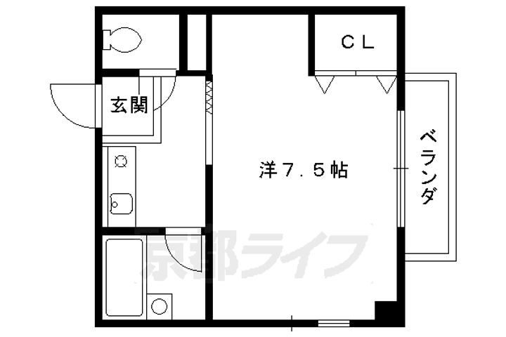 京都府京都市下京区上三之宮町の賃貸マンションの間取り