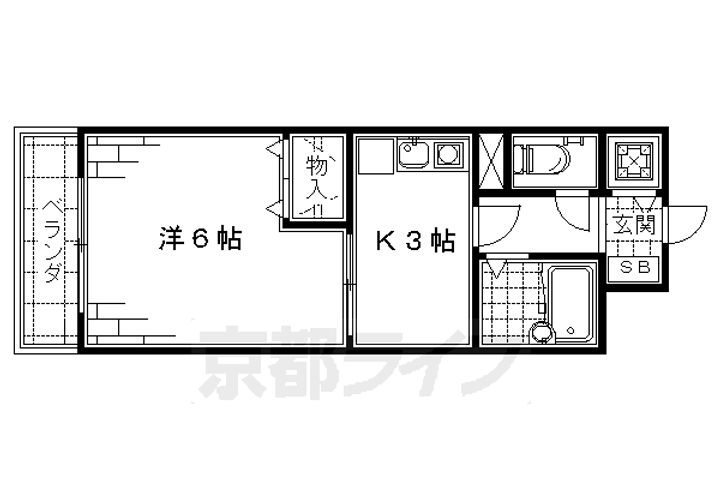 京都府京都市伏見区深草西浦町5丁目の賃貸マンションの間取り
