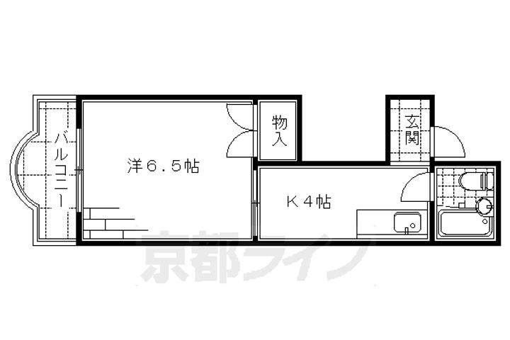 京都府京都市伏見区新町1丁目の賃貸マンションの間取り